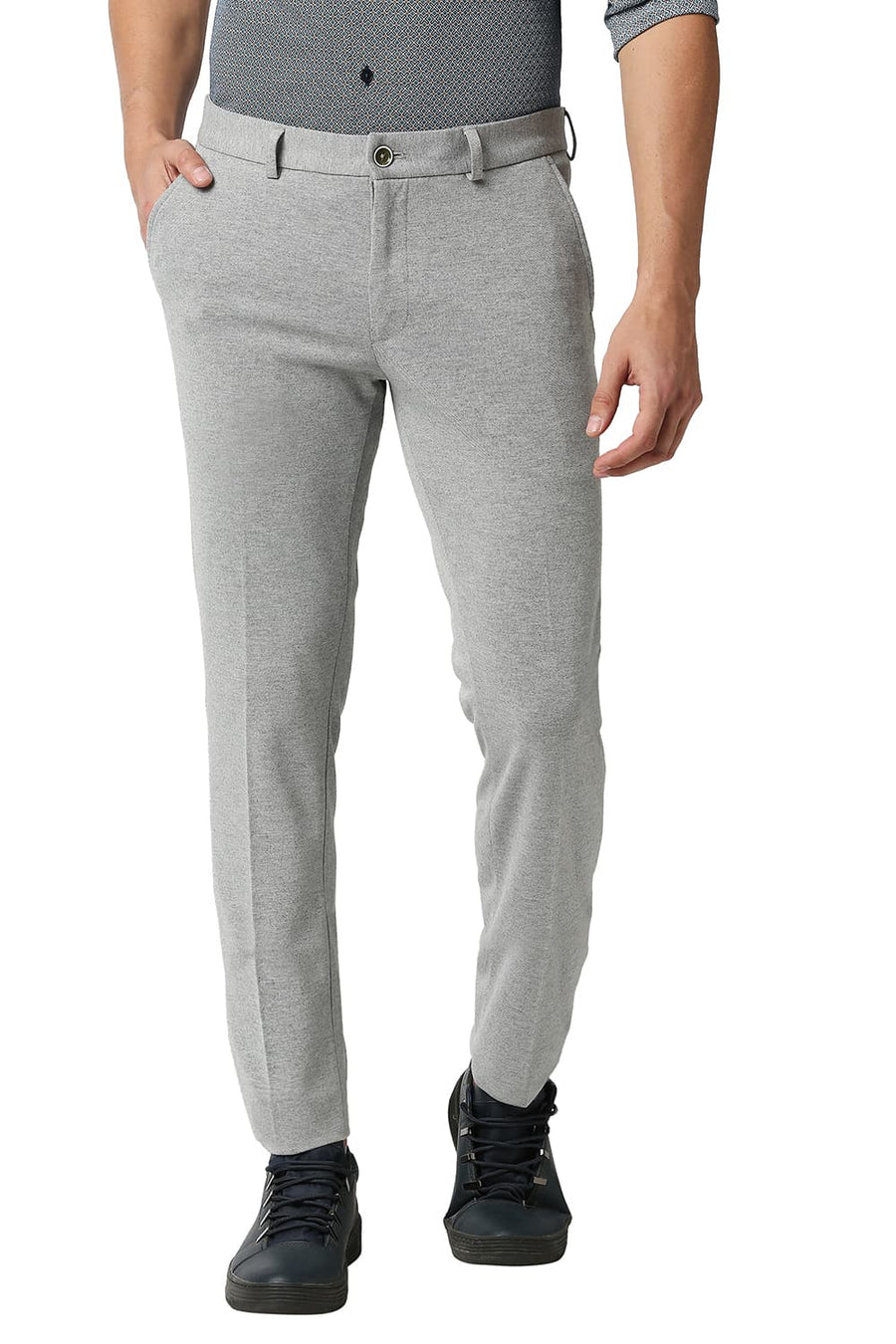 BASICS TAPERED FIT ANTARCTICA GREY KNIT TROUSERS