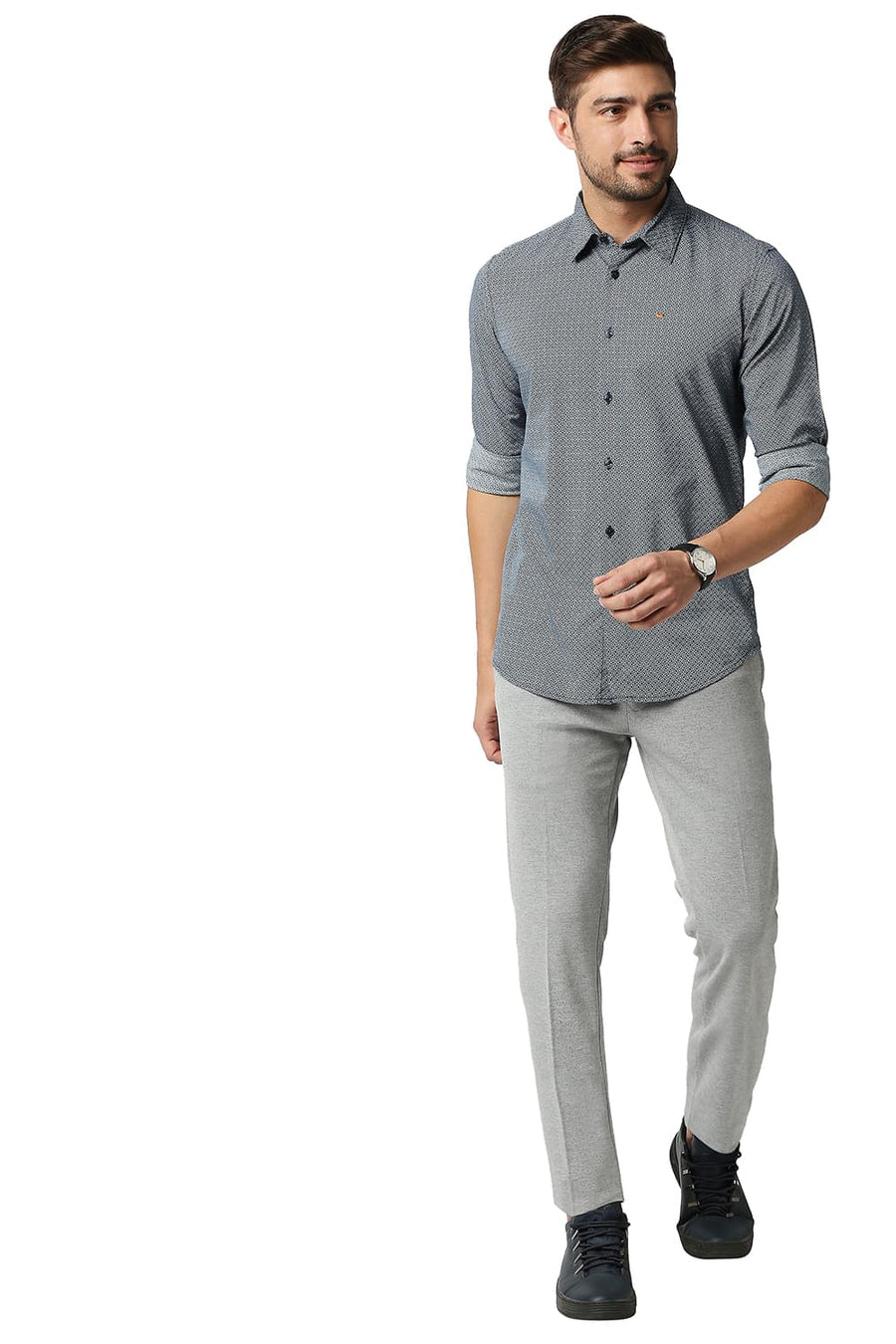 BASICS TAPERED FIT ANTARCTICA GREY KNIT TROUSERS