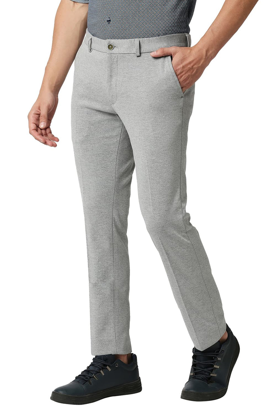 BASICS TAPERED FIT ANTARCTICA GREY KNIT TROUSERS