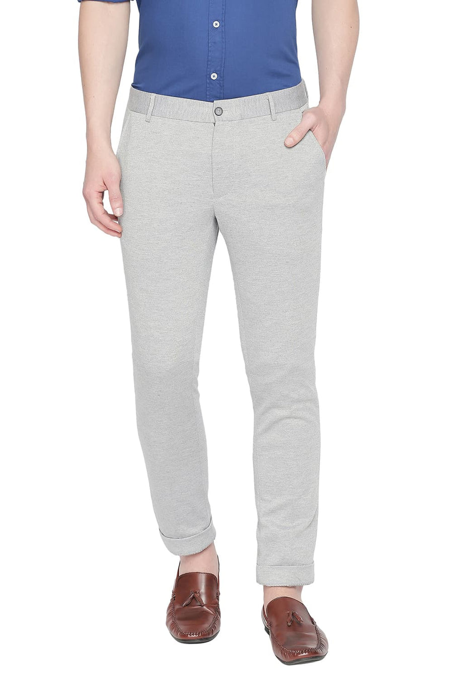 BASICS TAPERED FIT GREY VIOLET KNIT TROUSER