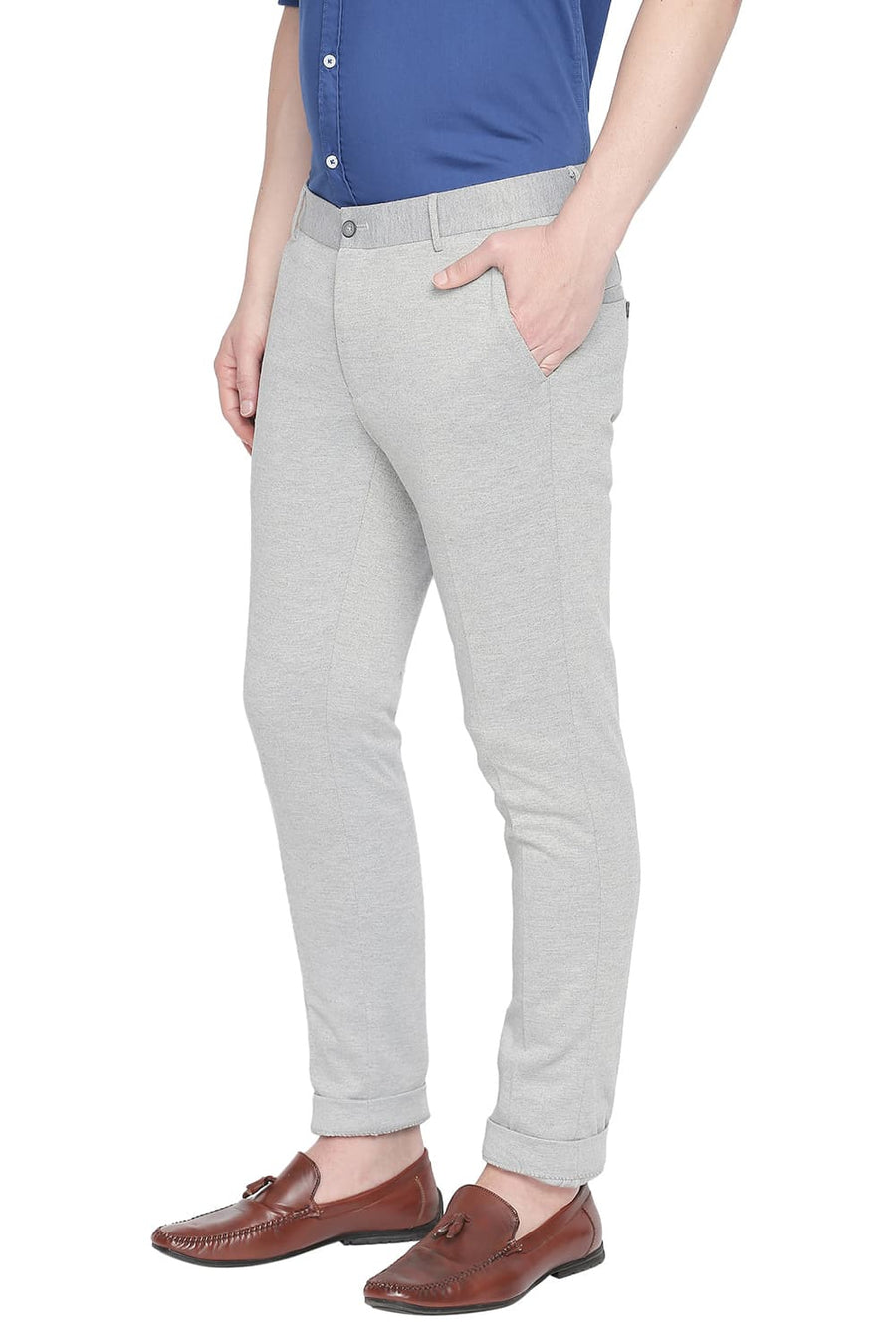BASICS TAPERED FIT GREY VIOLET KNIT TROUSER