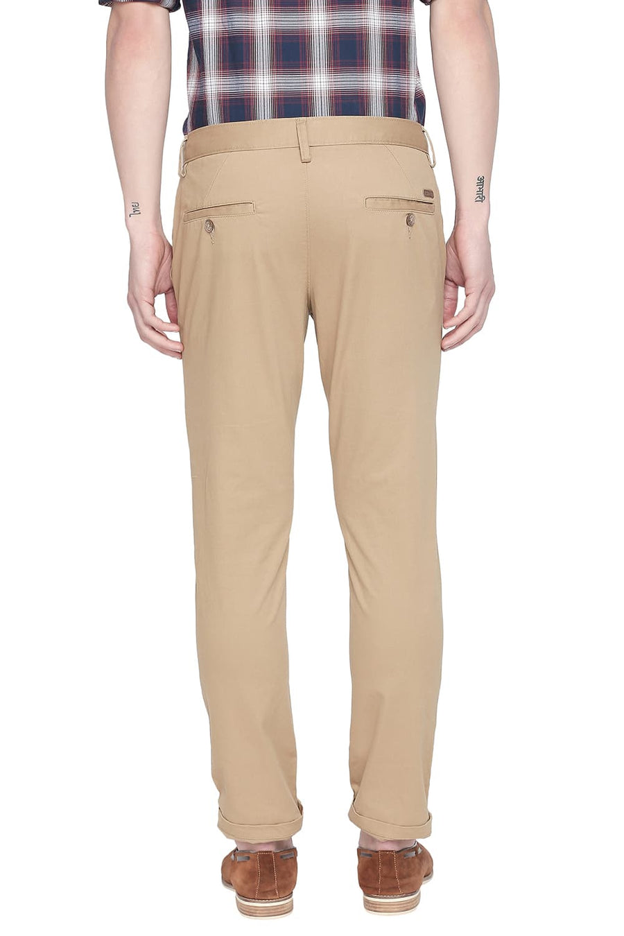 BASICS TAPERED FIT PRAIRIE KHAKI STRETCH TROUSER