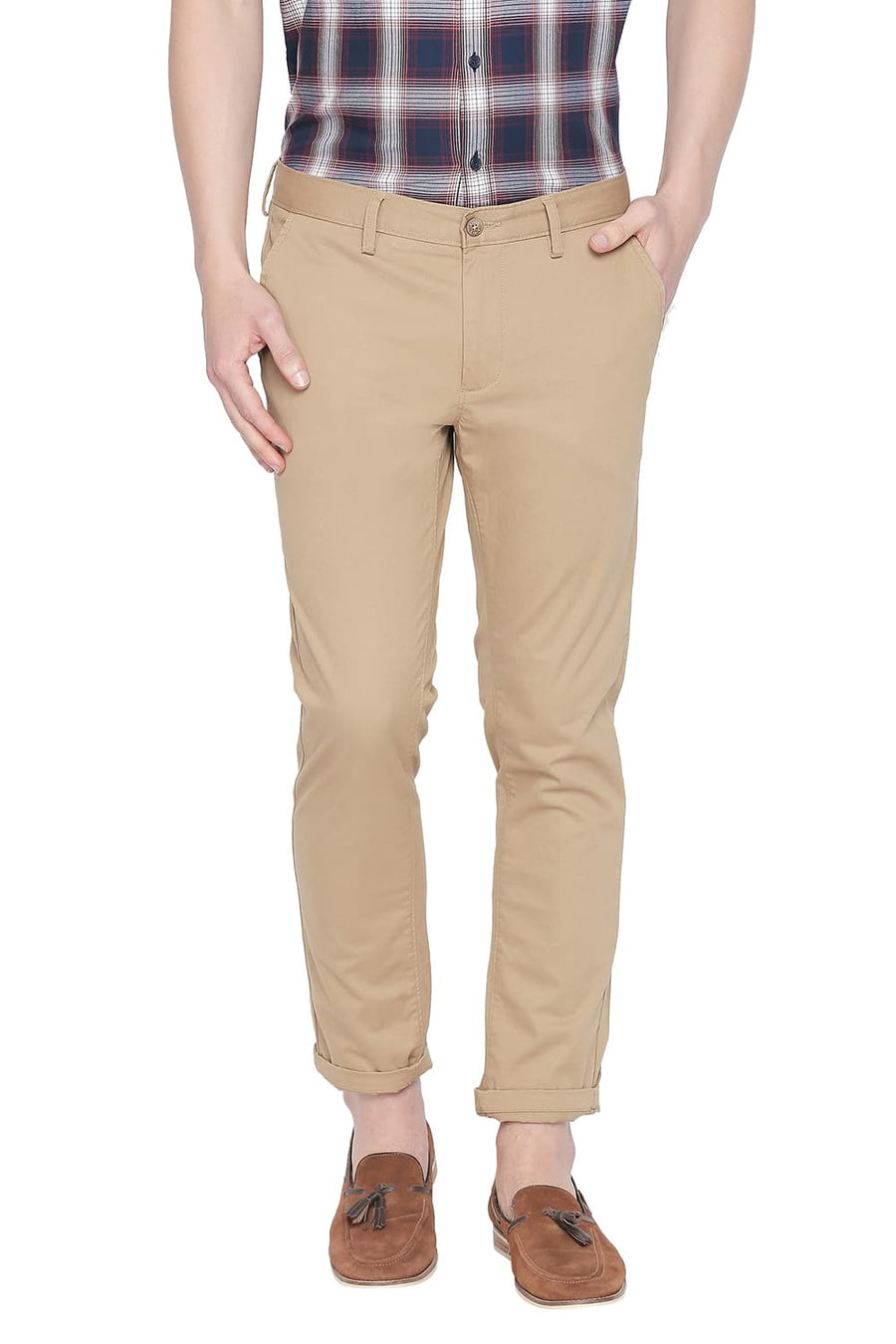 BASICS TAPERED FIT PRAIRIE KHAKI STRETCH TROUSER