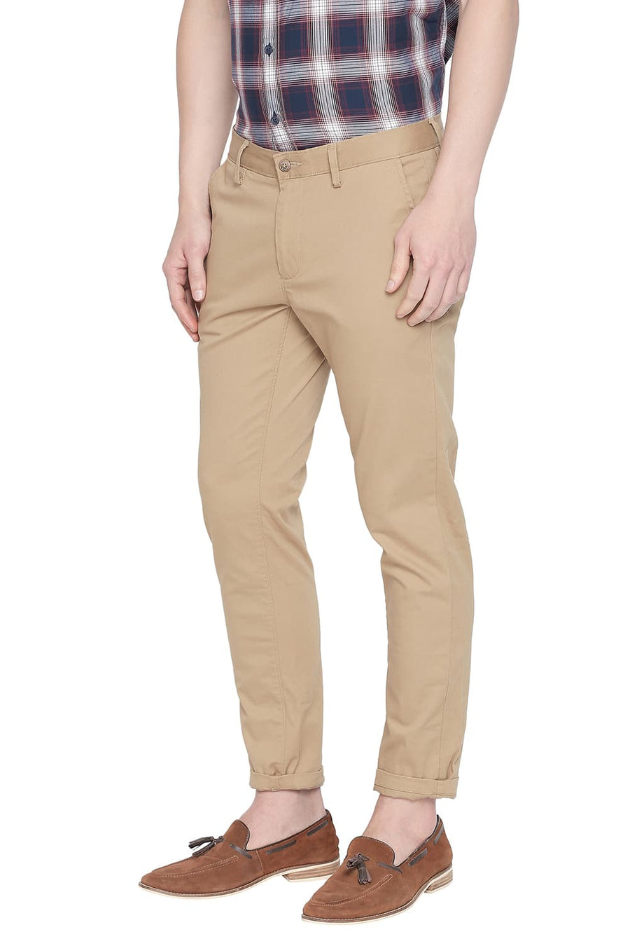 BASICS TAPERED FIT PRAIRIE KHAKI STRETCH TROUSER