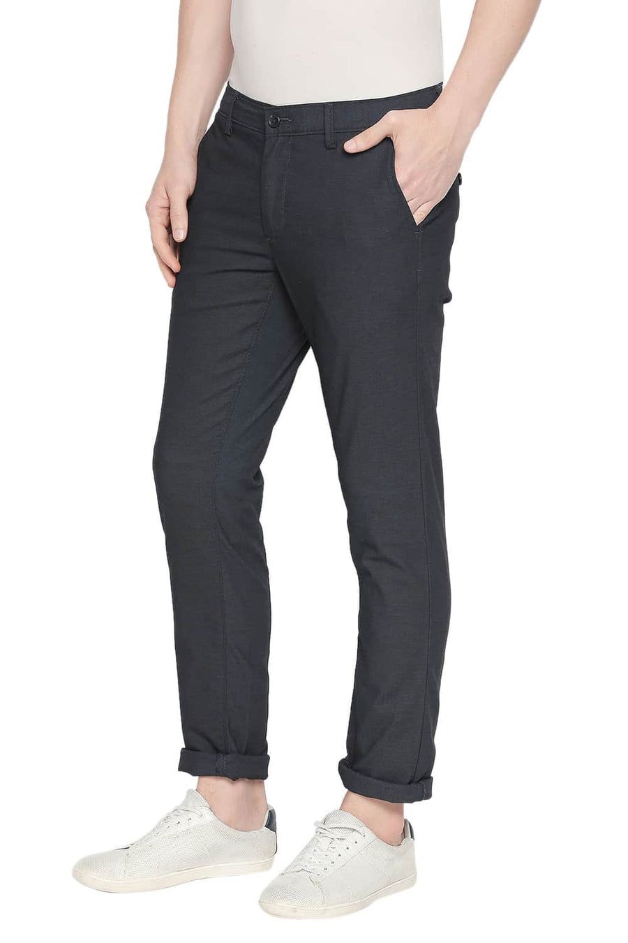 BASICS TAPERED FIT MAJOLICA BLUE STRETCH TROUSER