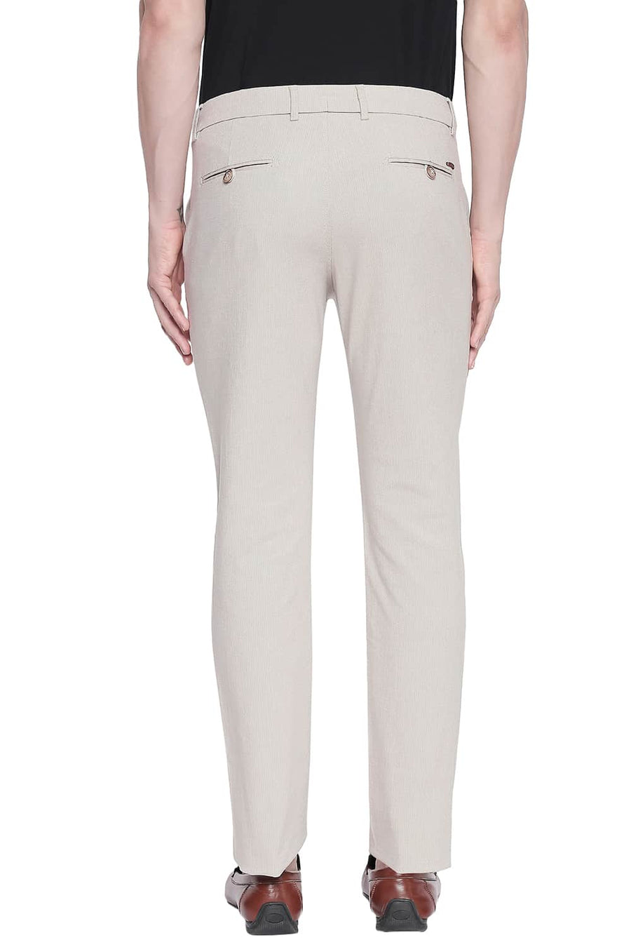 BASICS TAPERED FIT SIMPLY TAUPE STRETCH TROUSER