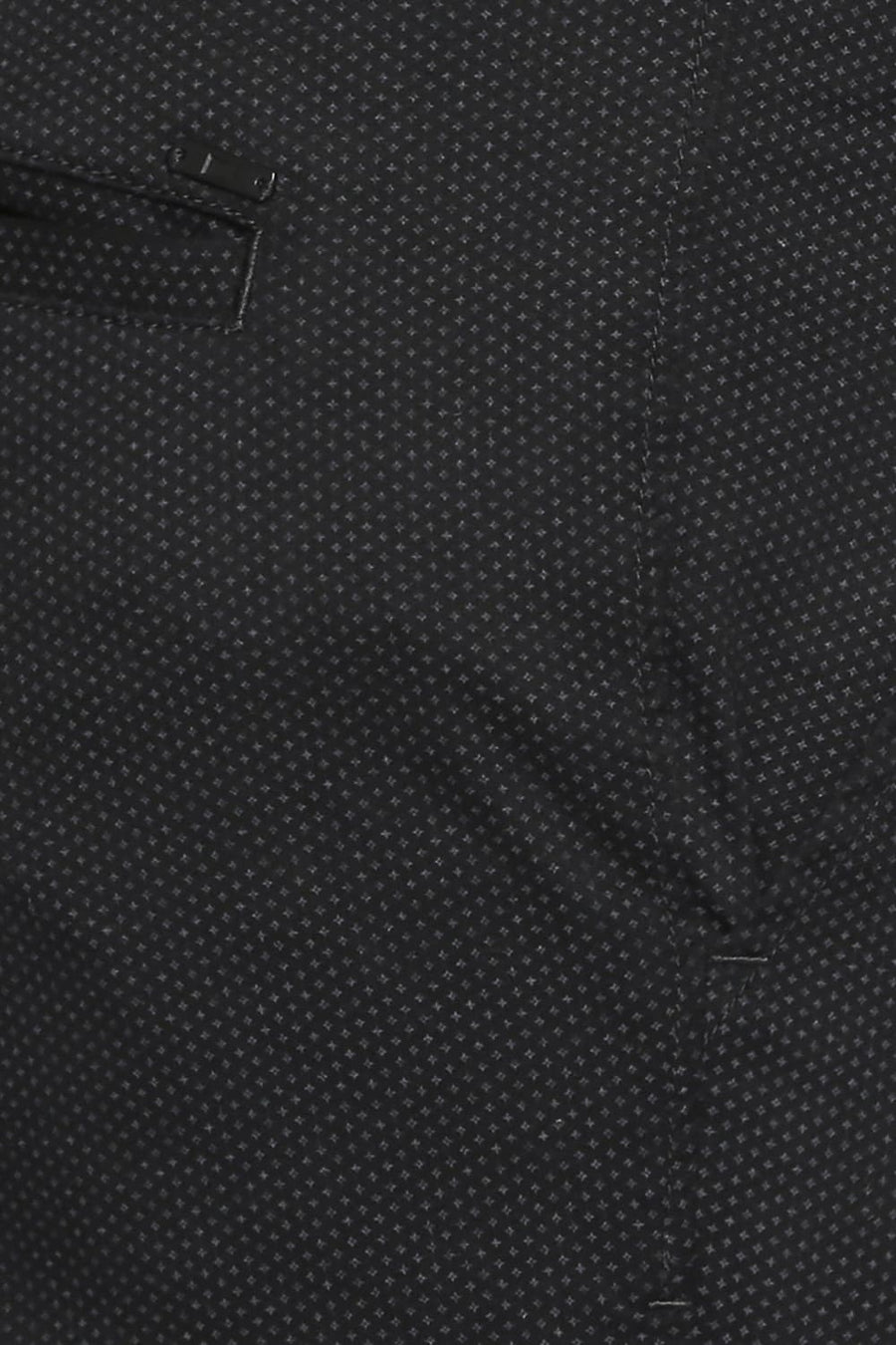 BASICS TAPERED FIT CAVIAR BLACK PRINTED STRETCH TROUSER WITH BELT