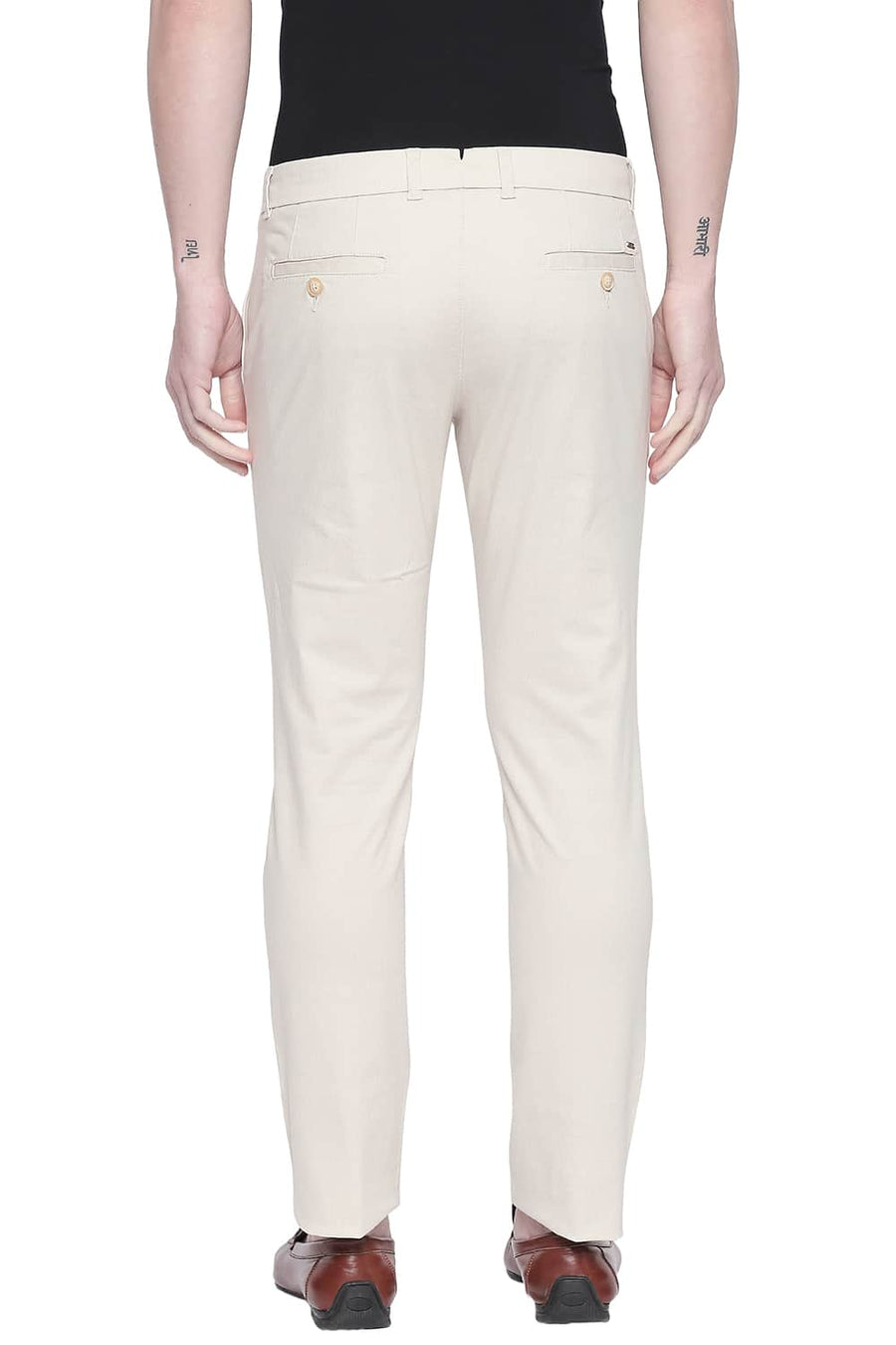 BASICS TAPERED FIT BIRCH STRETCH TROUSER