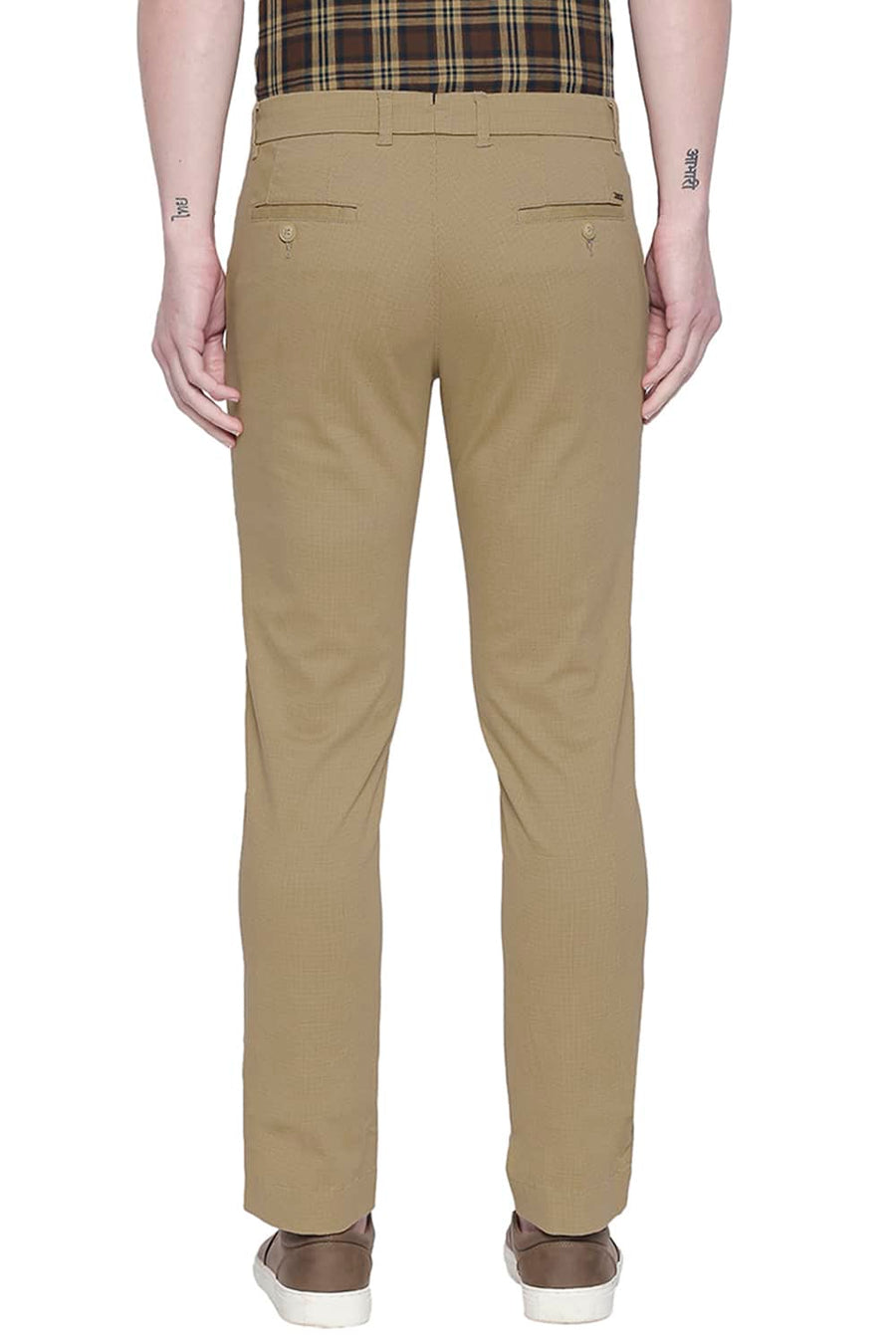 BASICS TAPERED FIT LARK KHAKI STRETCH TROUSER