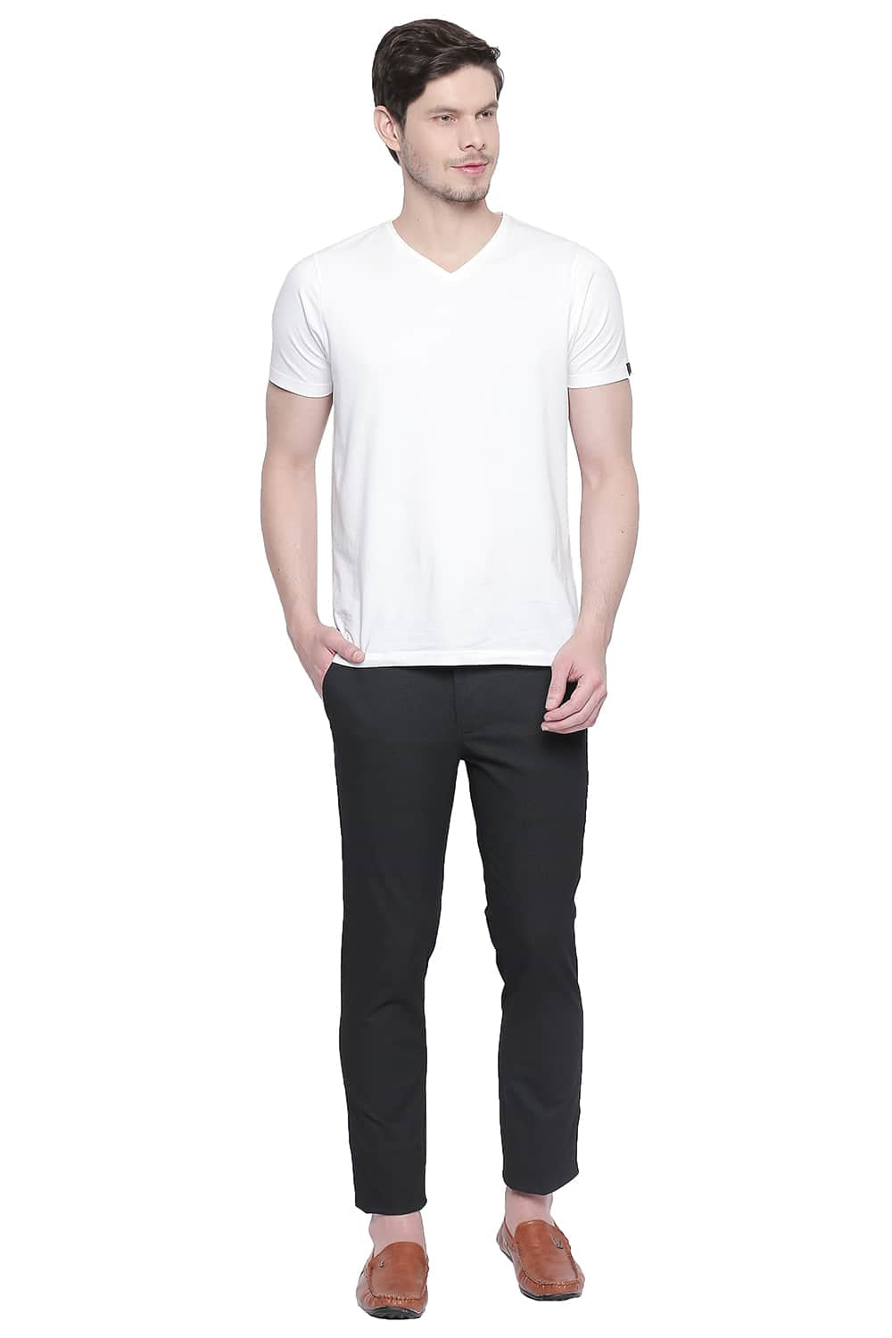 BASICS TAPERED FIT STRETCH TROUSER