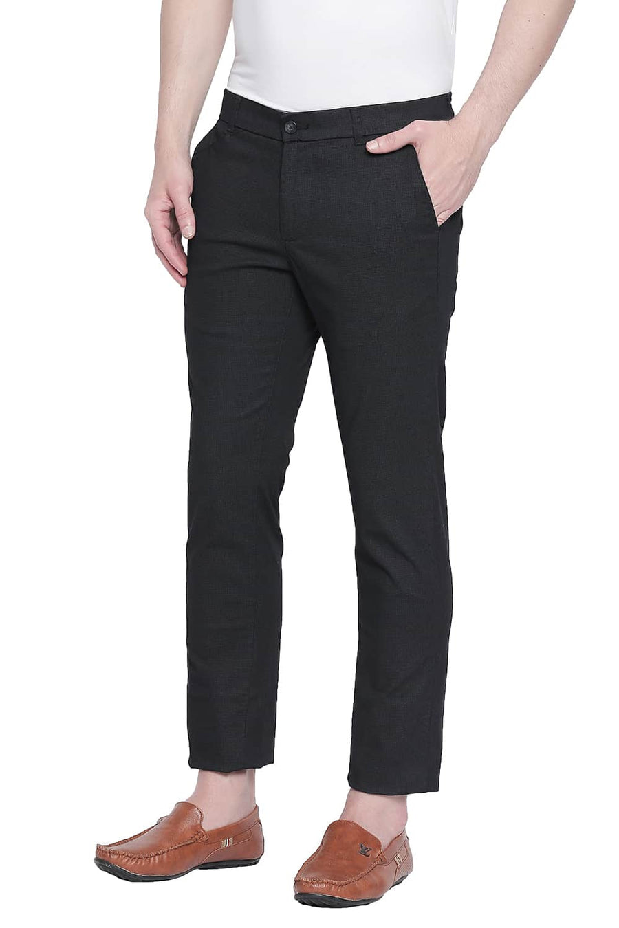 BASICS TAPERED FIT PIRATE BLACK STRETCH TROUSER