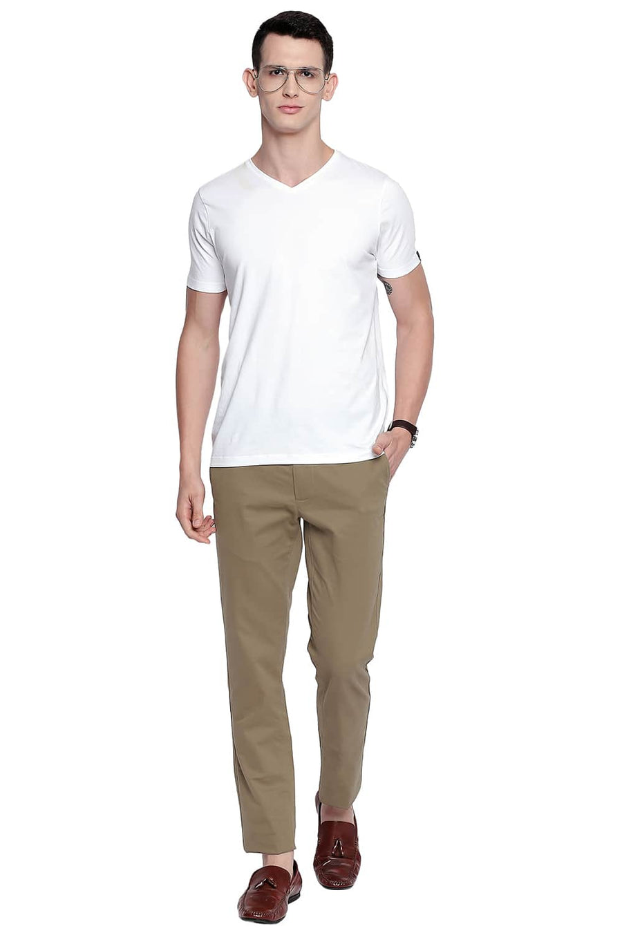 BASICS TAPERED FIT KANGAROO STRETCH TROUSER