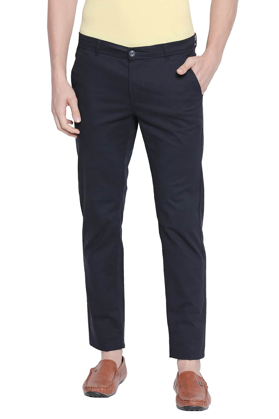 BASICS TAPERED FIT GRAPHITE STRETCH TROUSER