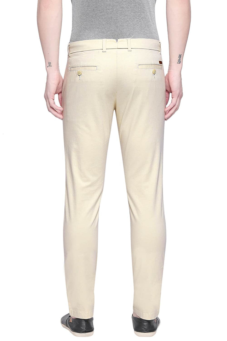 BASICS TAPERED FIT CLOUD CREAM STRETCH TROUSER