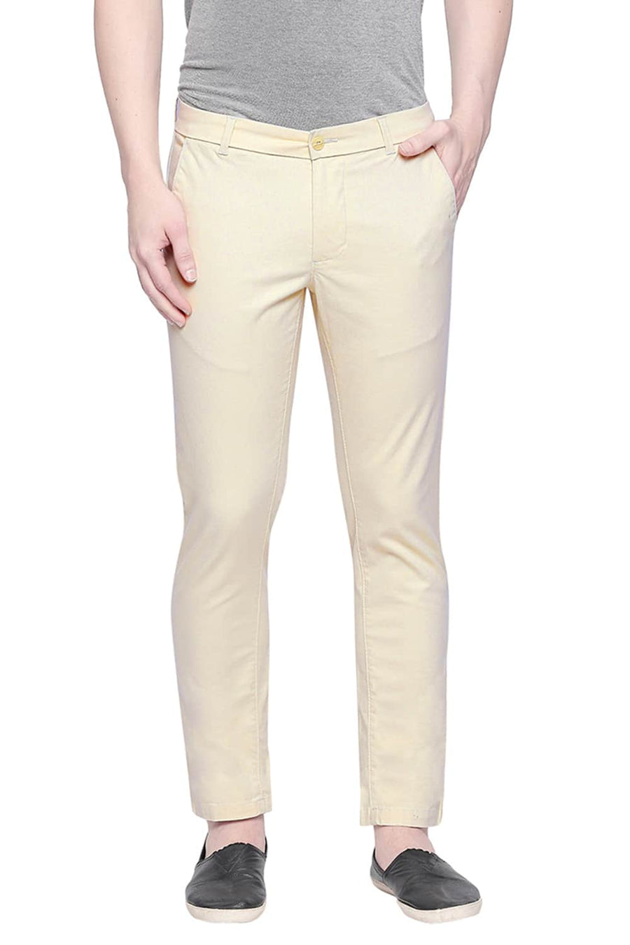 BASICS TAPERED FIT CLOUD CREAM STRETCH TROUSER