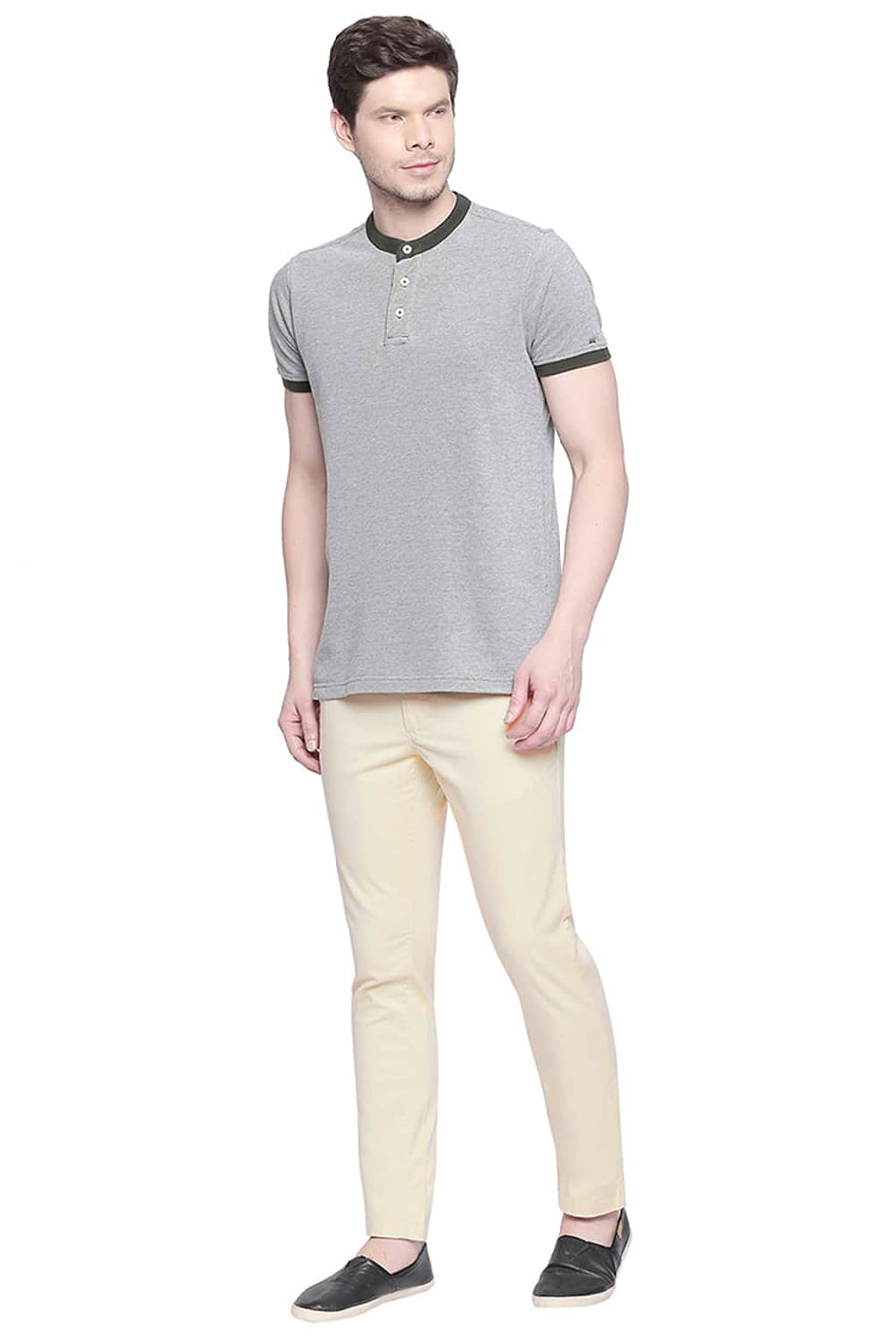 BASICS TAPERED FIT CLOUD CREAM STRETCH TROUSER