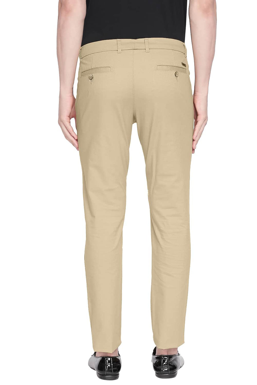 BASICS TAPERED FIT TAOS TAUPE STRETCH TROUSER