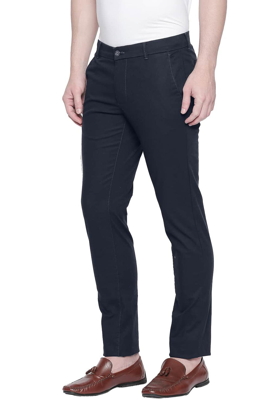 BASICS TAPERED FIT NAVY ECLIPSE STRETCH TROUSER