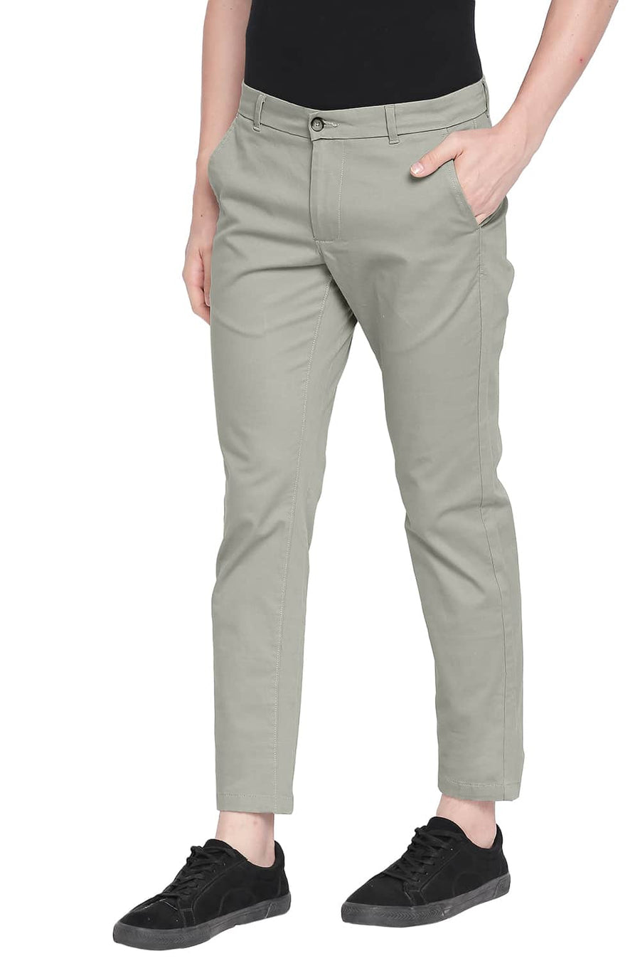 BASICS TAPERED FIT LAUREL OAK STRETCH TROUSER