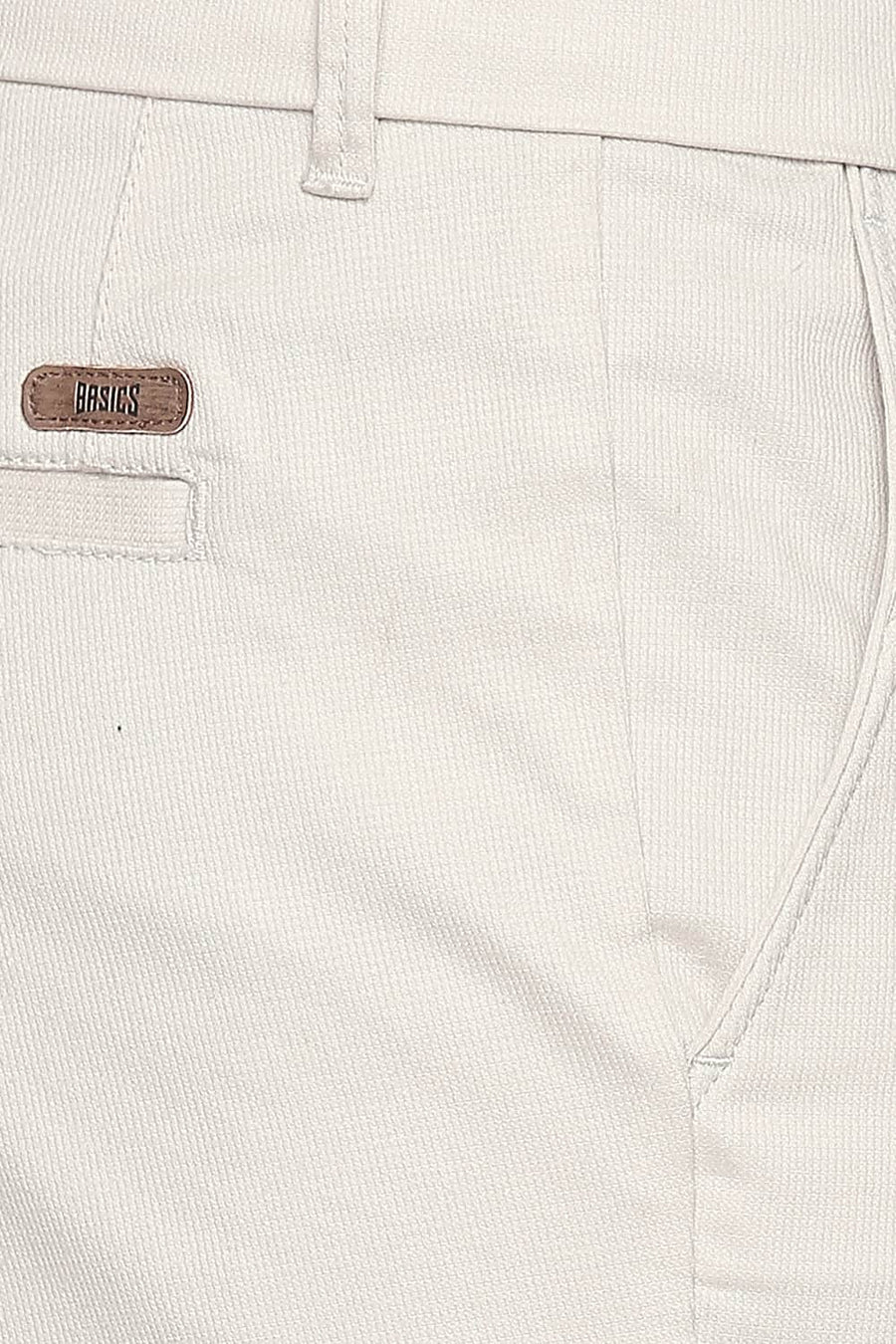 BASICS TAPERED FIT ECRU FOG STRETCH TROUSER