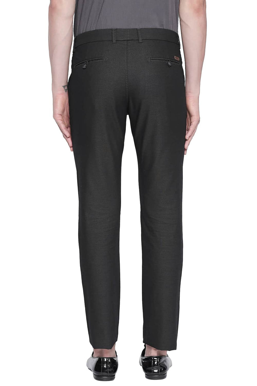 BASICS TAPERED FIT PEAT GREY STRETCH TROUSER
