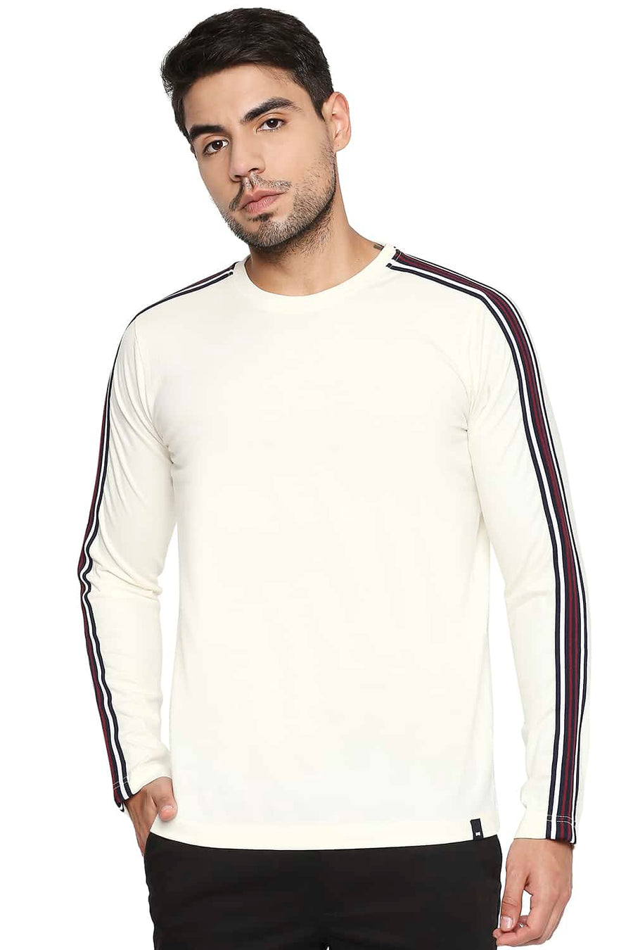 BASICS MUSCLE FIT CANNOLI CREAM CREW NECK T SHIRT