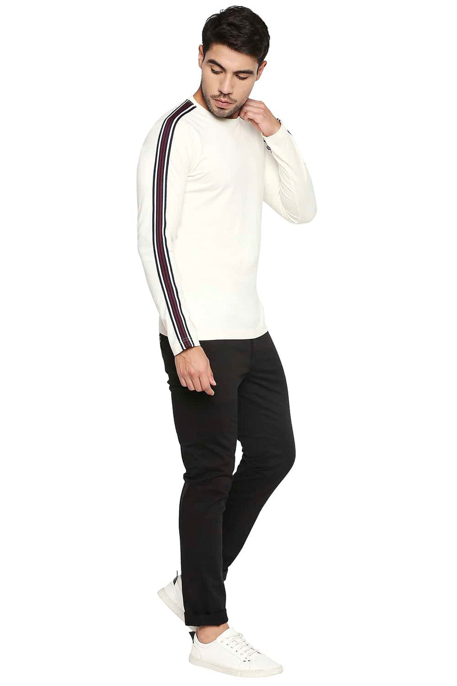 BASICS MUSCLE FIT CANNOLI CREAM CREW NECK T SHIRT