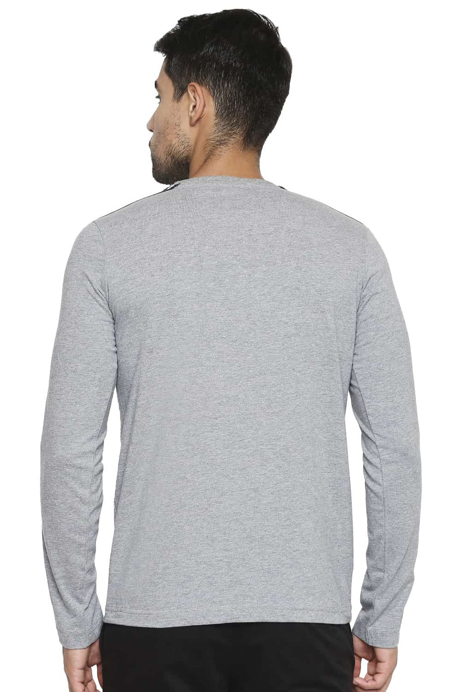 BASICS MUSCLE FIT HEATHER GREY CREW NECK T SHIRT