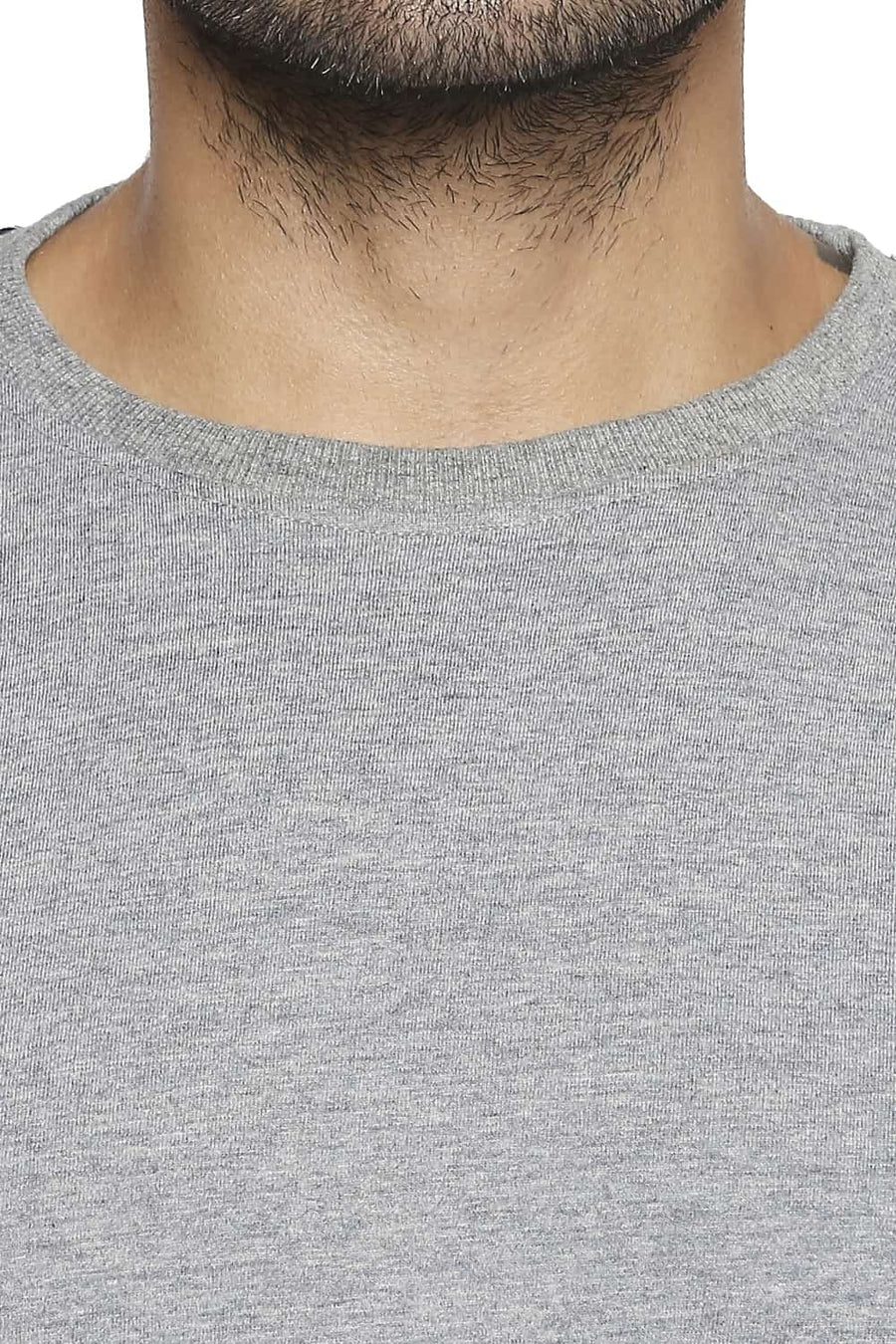 BASICS MUSCLE FIT HEATHER GREY CREW NECK T SHIRT