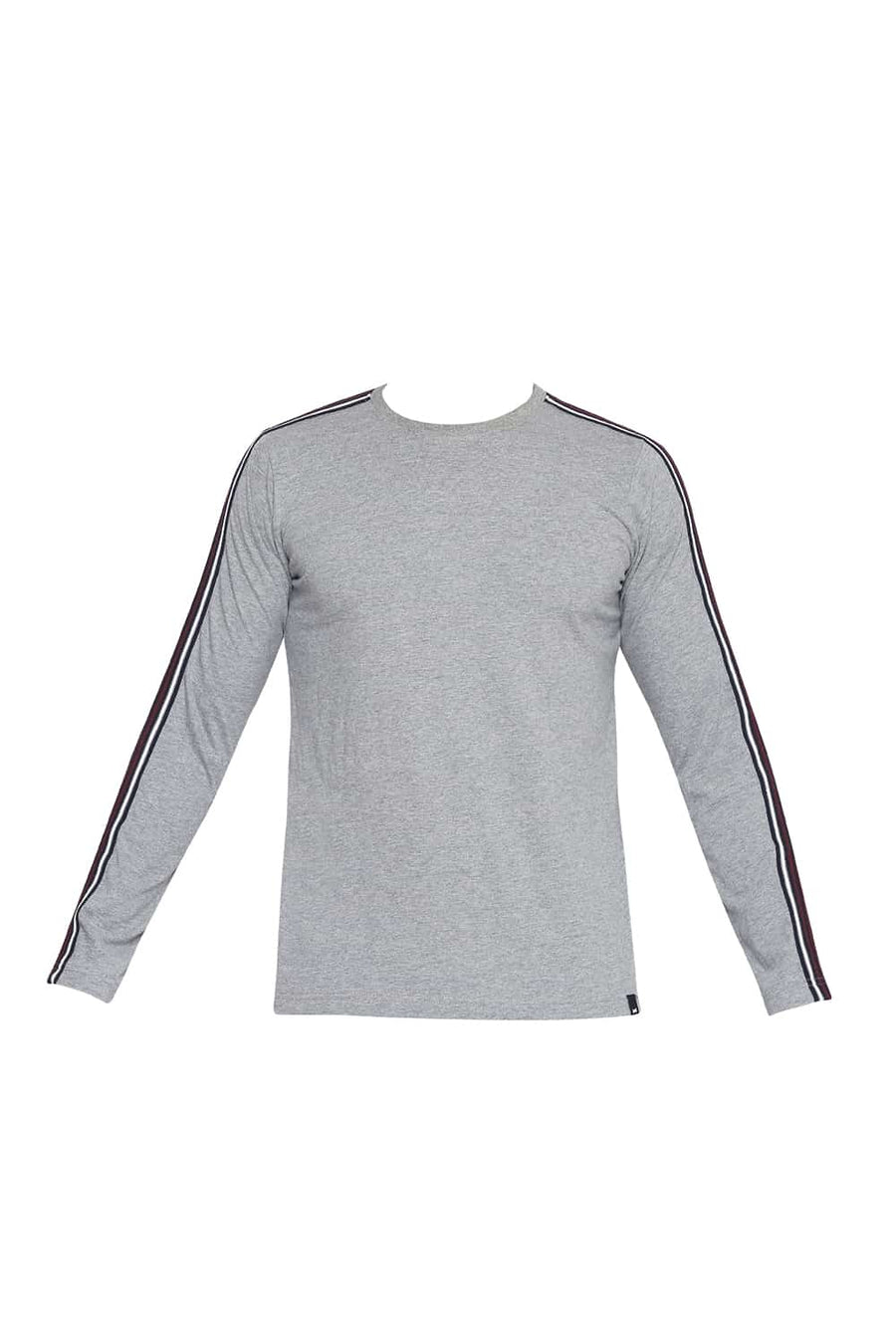 BASICS MUSCLE FIT HEATHER GREY CREW NECK T SHIRT