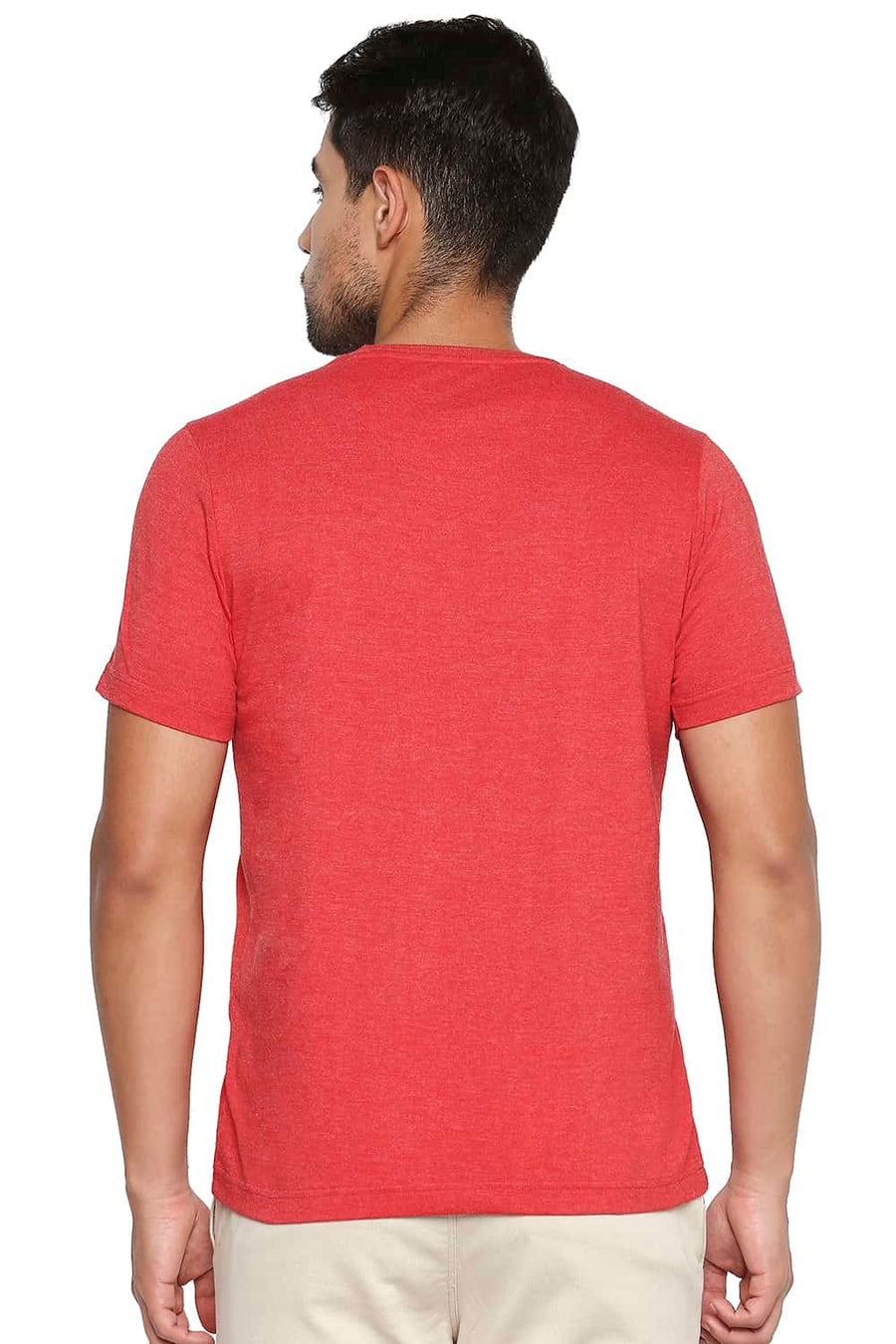 BASICS MUSCLE FIT SALSA HEATHER CREW NECK T SHIRT