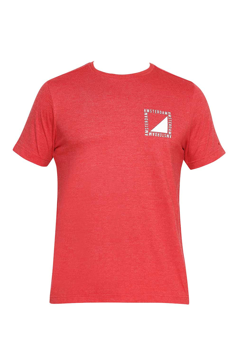 BASICS MUSCLE FIT SALSA HEATHER CREW NECK T SHIRT