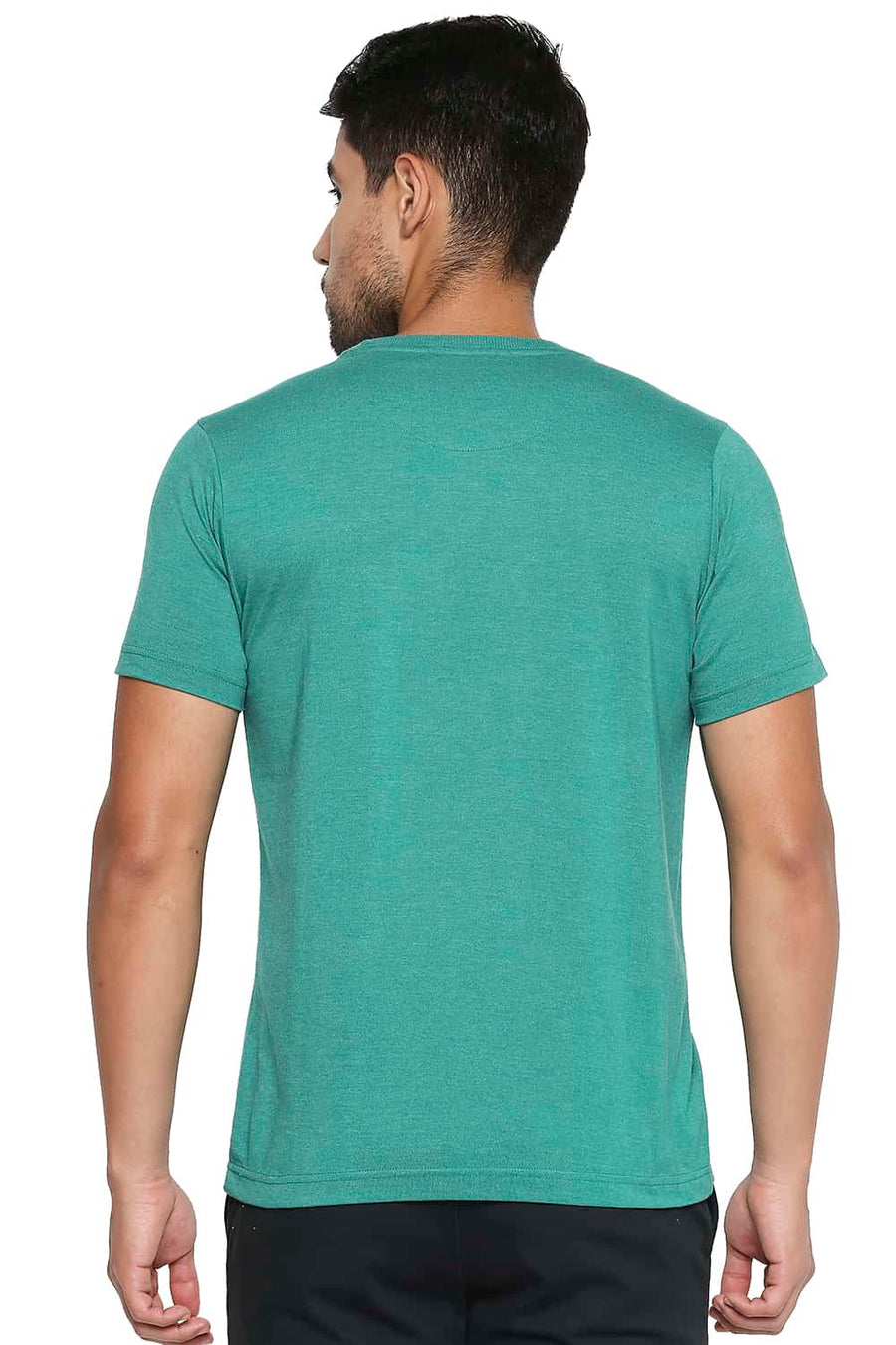 BASICS MUSCLE FIT ULTRAMARINE GREEN CREW NECK T SHIRT