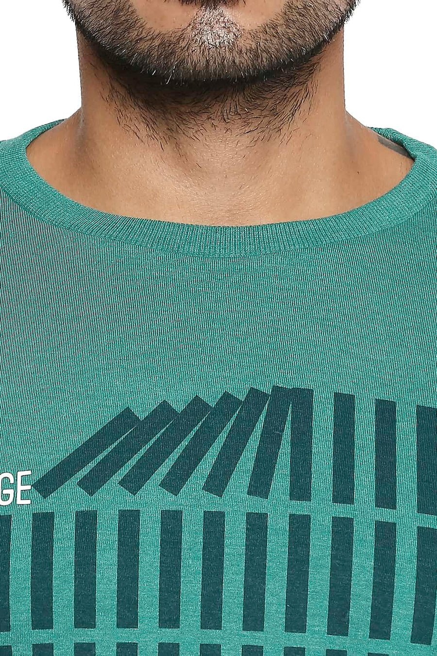 BASICS MUSCLE FIT ULTRAMARINE GREEN CREW NECK T SHIRT