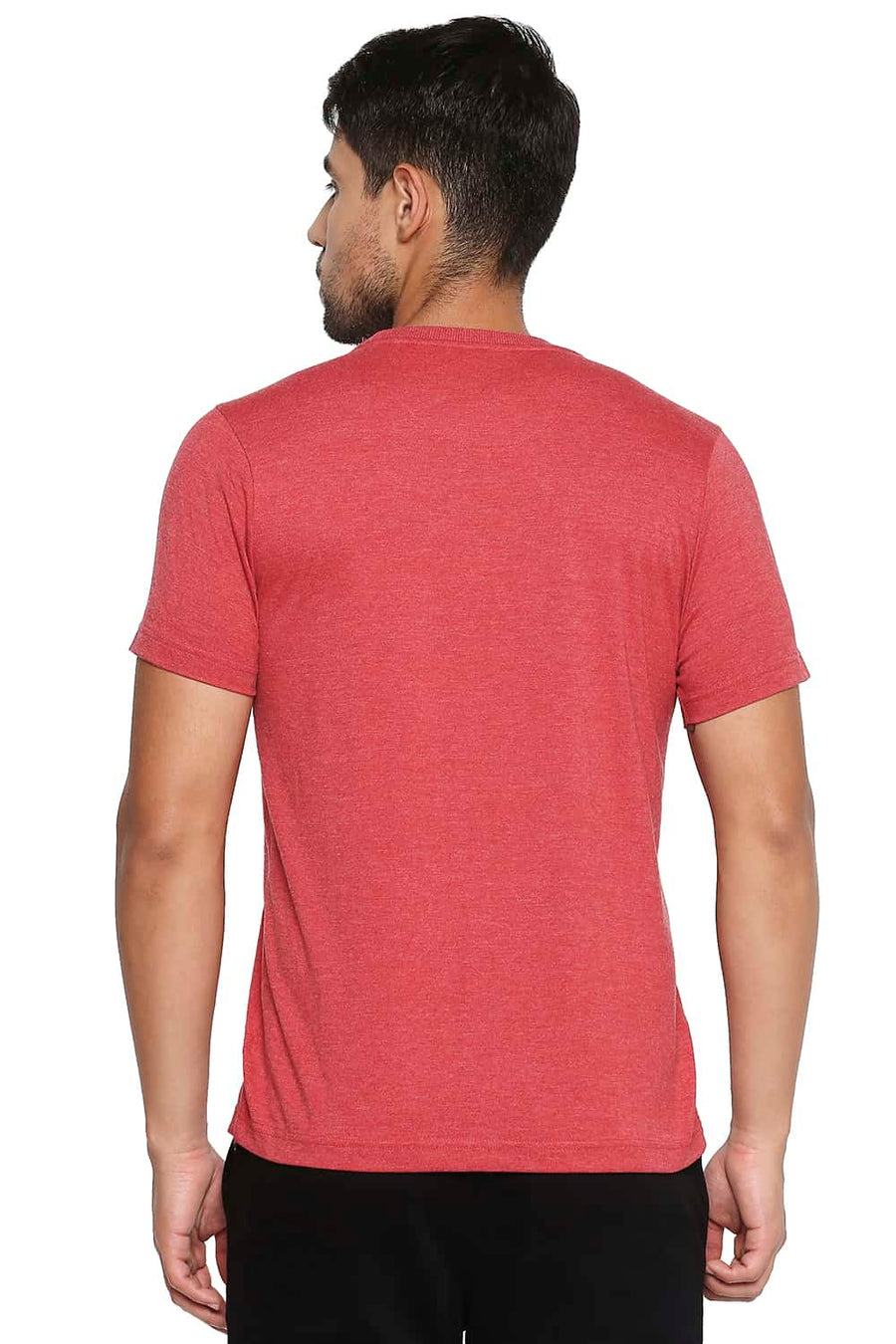 BASICS MUSCLE FIT LIPSTICK RED CREW NECK T SHIRT