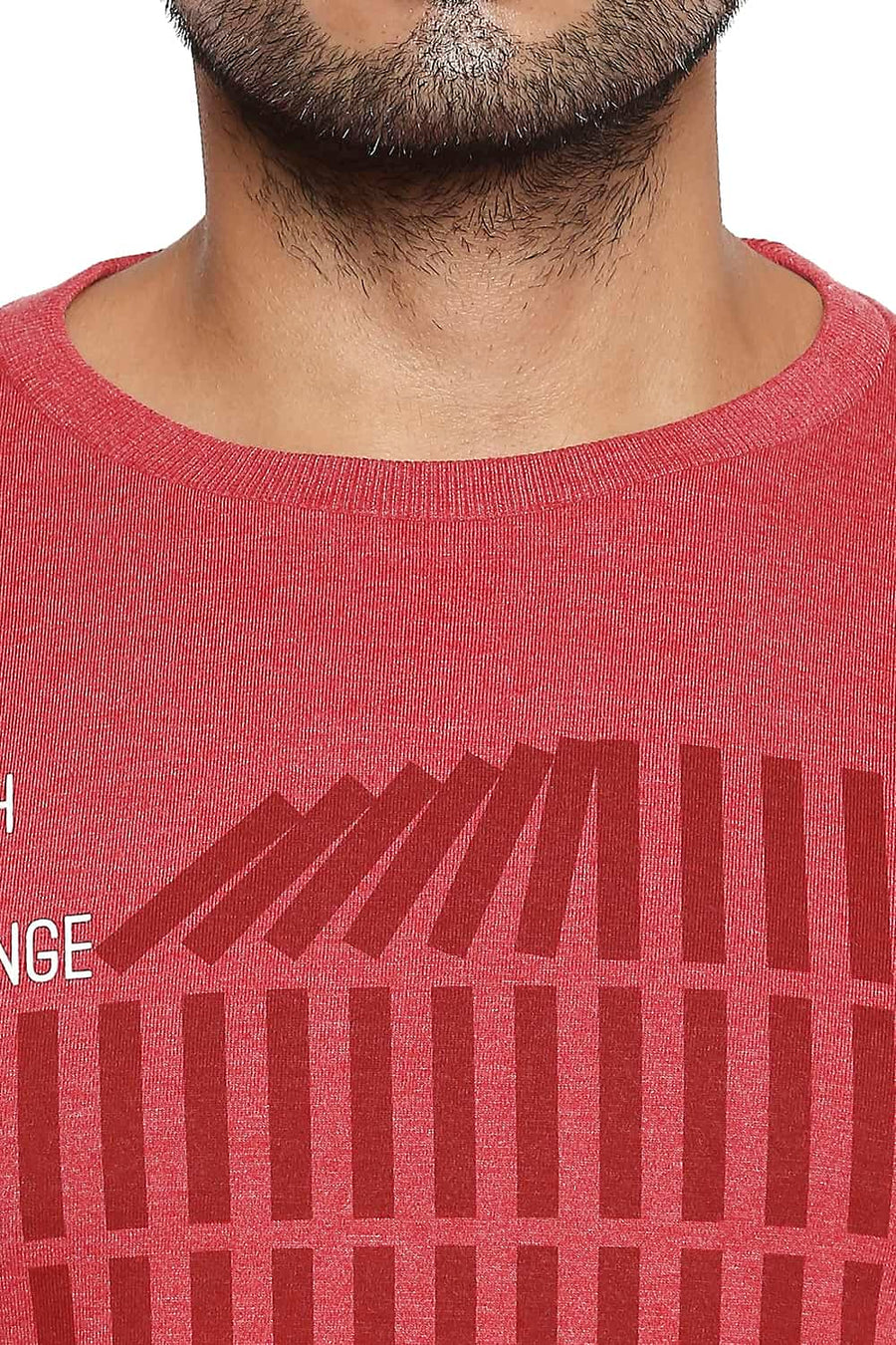 BASICS MUSCLE FIT LIPSTICK RED CREW NECK T SHIRT