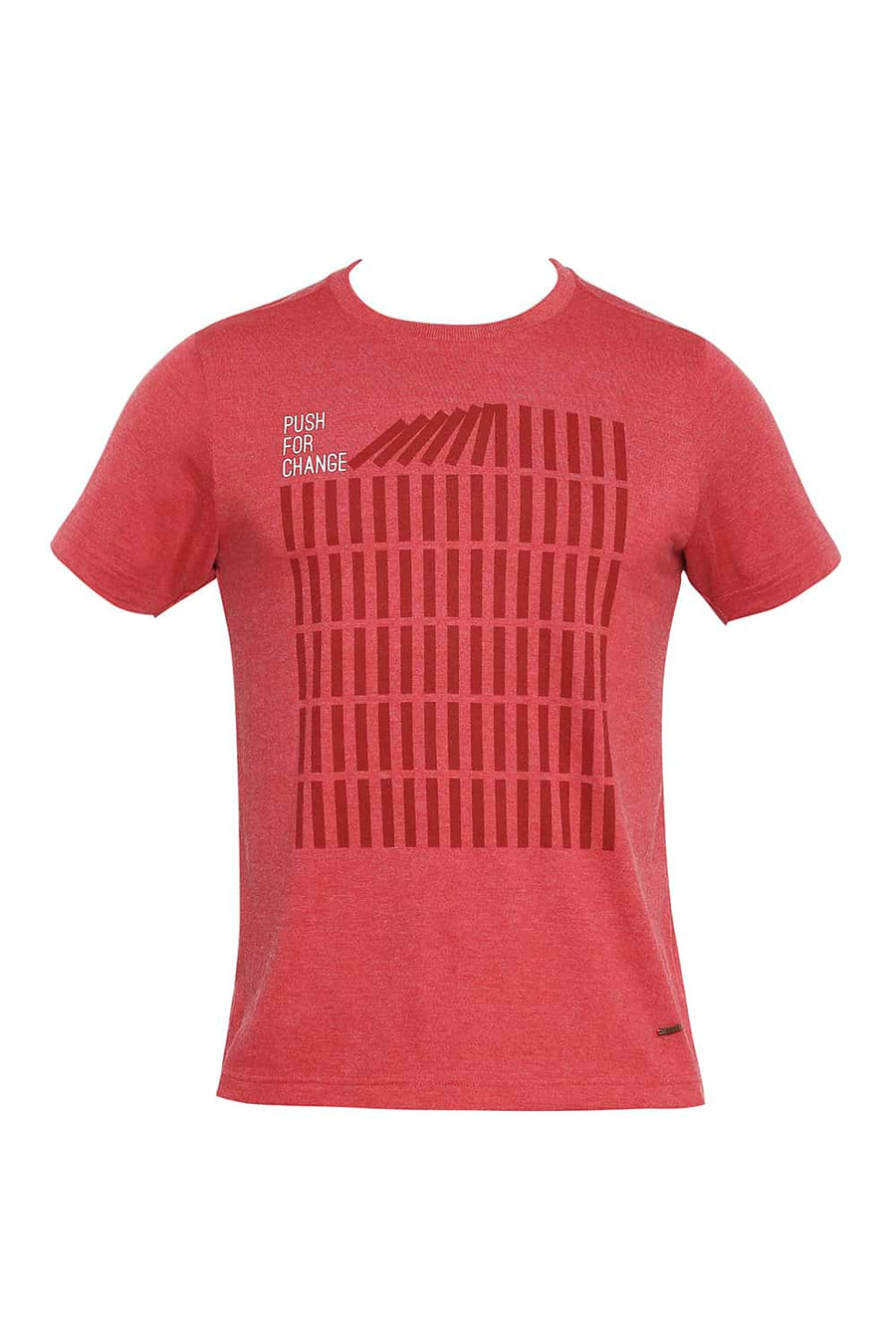 BASICS MUSCLE FIT LIPSTICK RED CREW NECK T SHIRT
