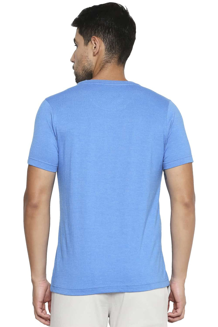 BASICS MUSCLE FIT DIRECTOIRE BLUE CREW NECK T SHIRT
