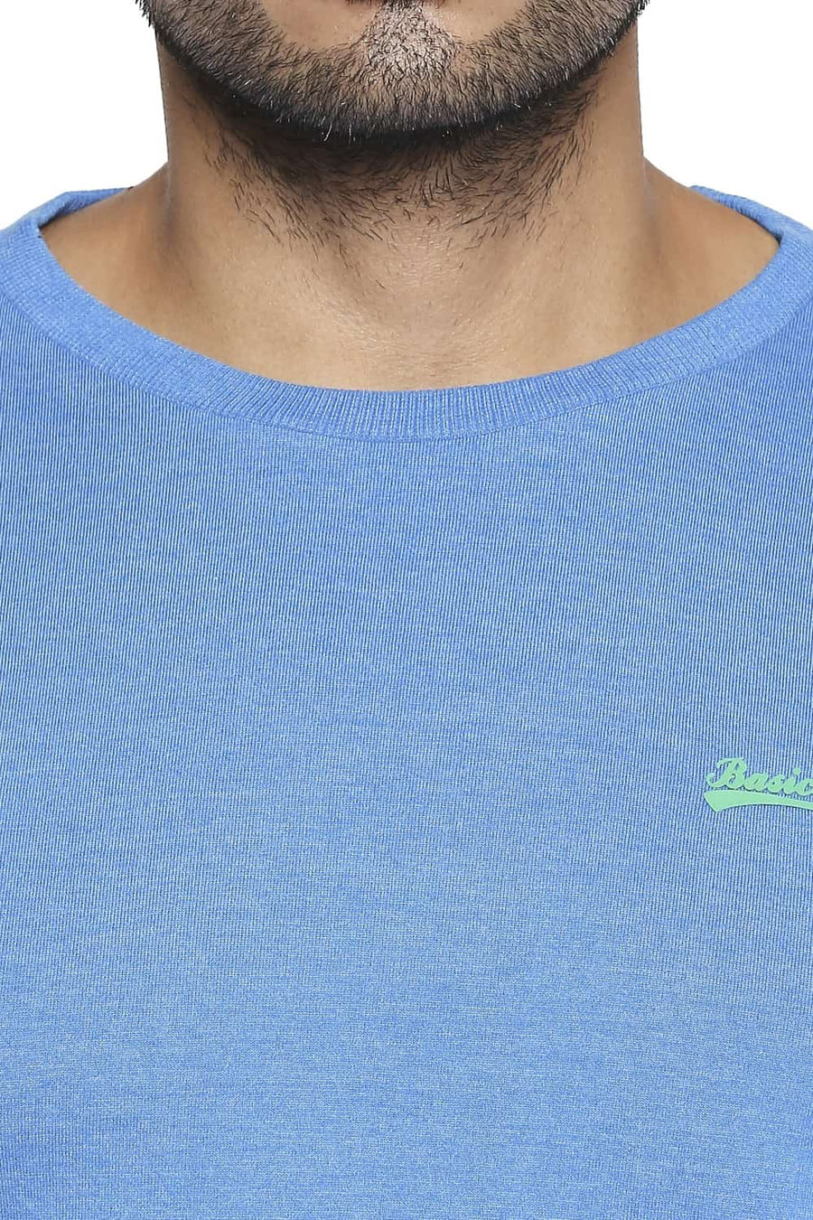 BASICS MUSCLE FIT DIRECTOIRE BLUE CREW NECK T SHIRT