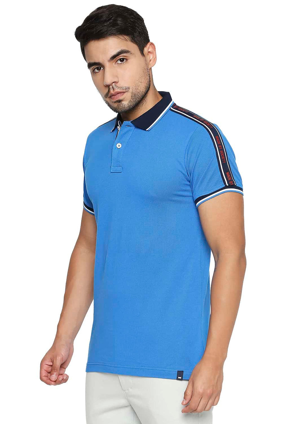 BASICS MUSCLE FIT DIRECTOIRE BLUE POLO T SHIRT