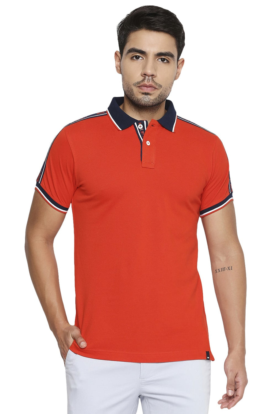 Basics Muscle Fit Fiery Red Polo T Shirt
