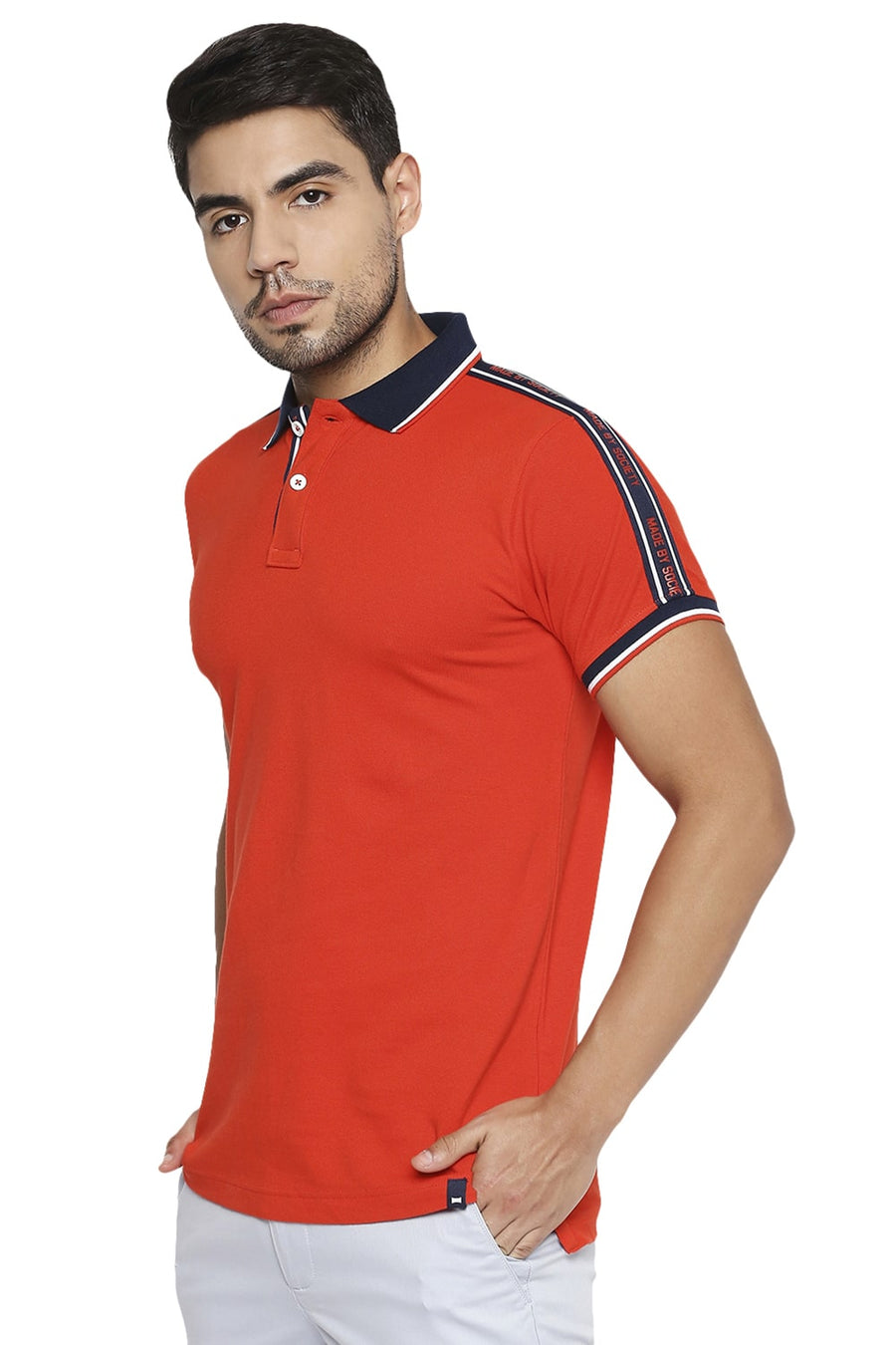 Basics Muscle Fit Fiery Red Polo T Shirt