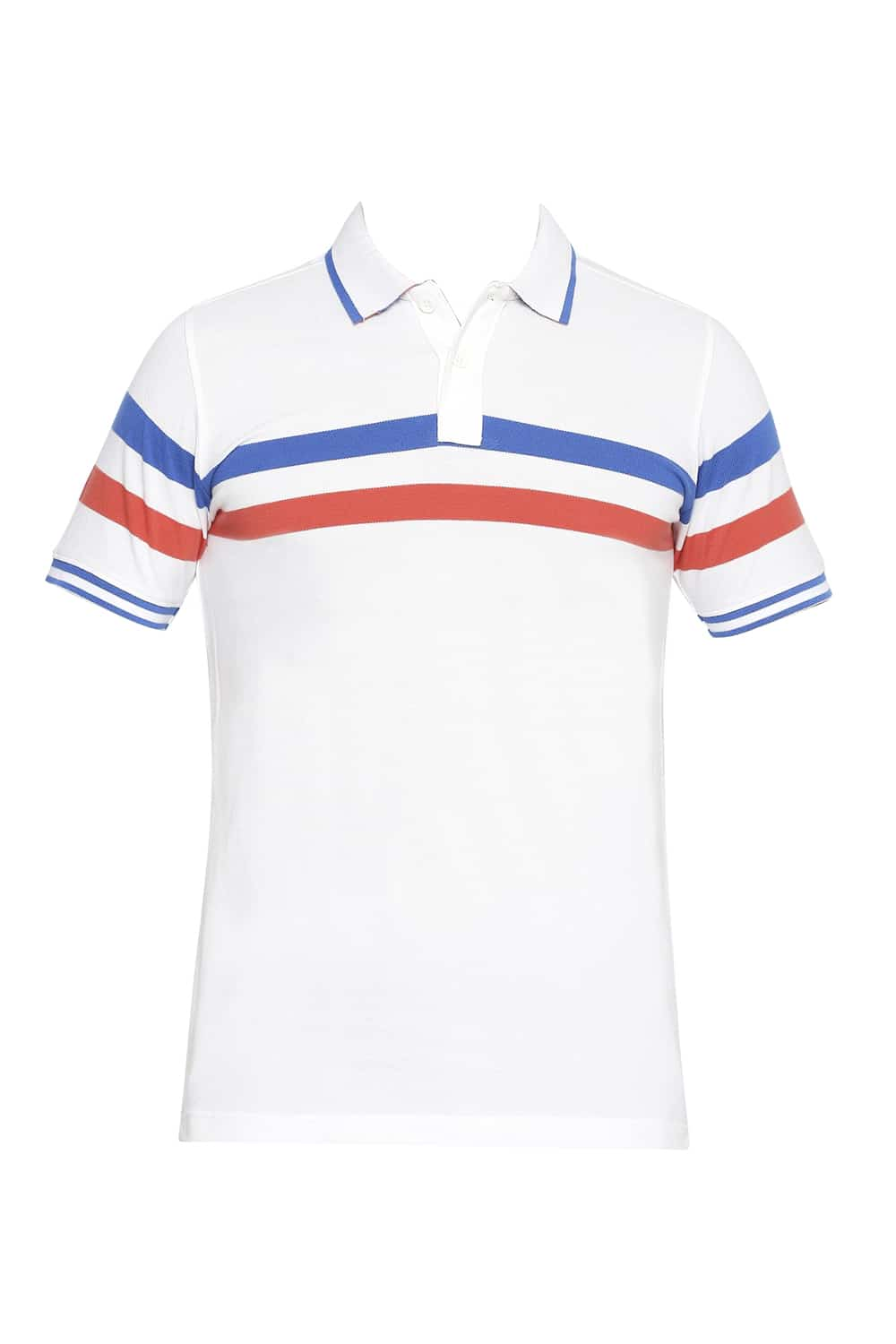 BASICS MUSCLE FIT ENGINEERED STRIPE POLO T SHIRT