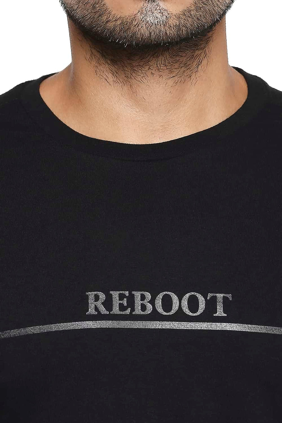 BASICS MUSCLE FIT JET BLACK CREW NECK T SHIRT