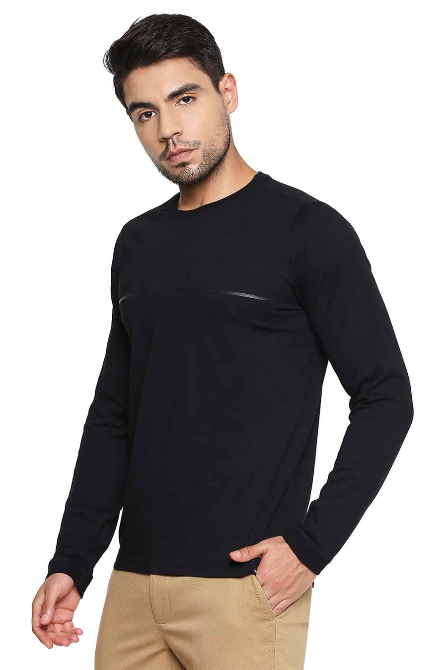 BASICS MUSCLE FIT JET BLACK CREW NECK T SHIRT