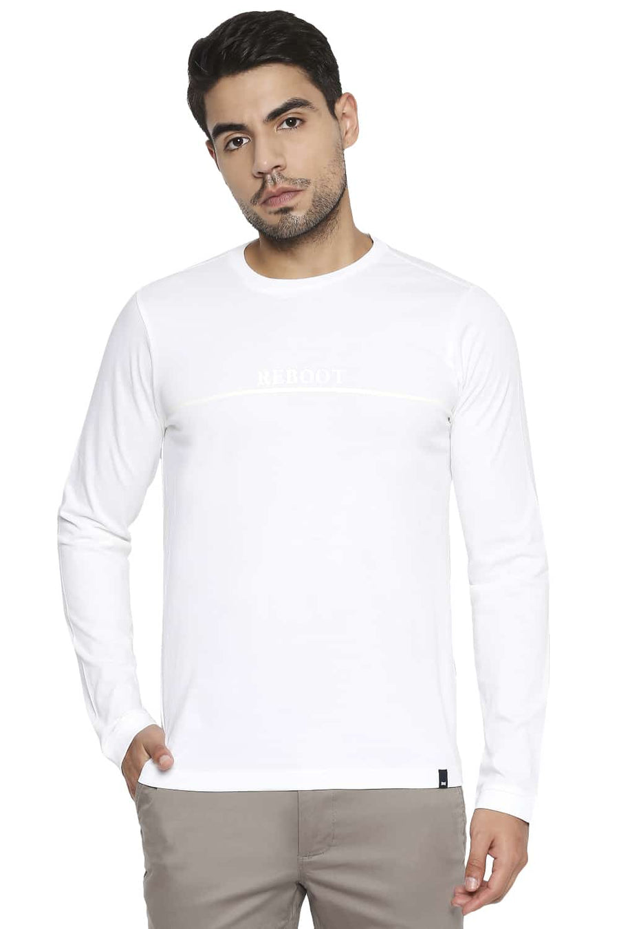 BASICS MUSCLE FIT BRIGHT WHITE CREW NECK T SHIRT