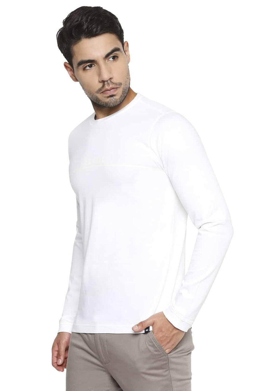 BASICS MUSCLE FIT BRIGHT WHITE CREW NECK T SHIRT