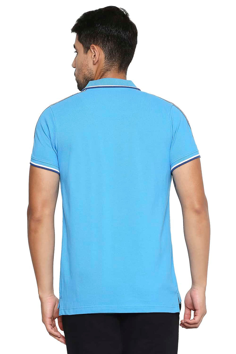 BASICS MUSCLE FIT MALIBU BLUE POLO T SHIRT