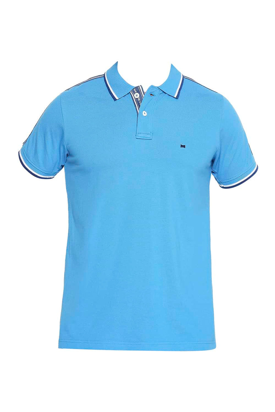 BASICS MUSCLE FIT MALIBU BLUE POLO T SHIRT