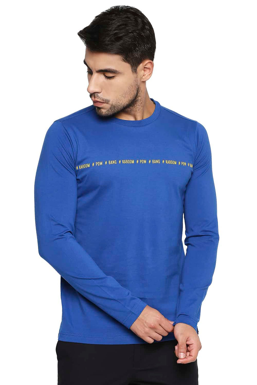 BASICS MUSCLE FIT NAUTICAL BLUE CREW NECK T SHIRT